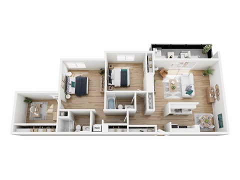 Floor plan for 2 beds, 2 baths, 1200 sqft